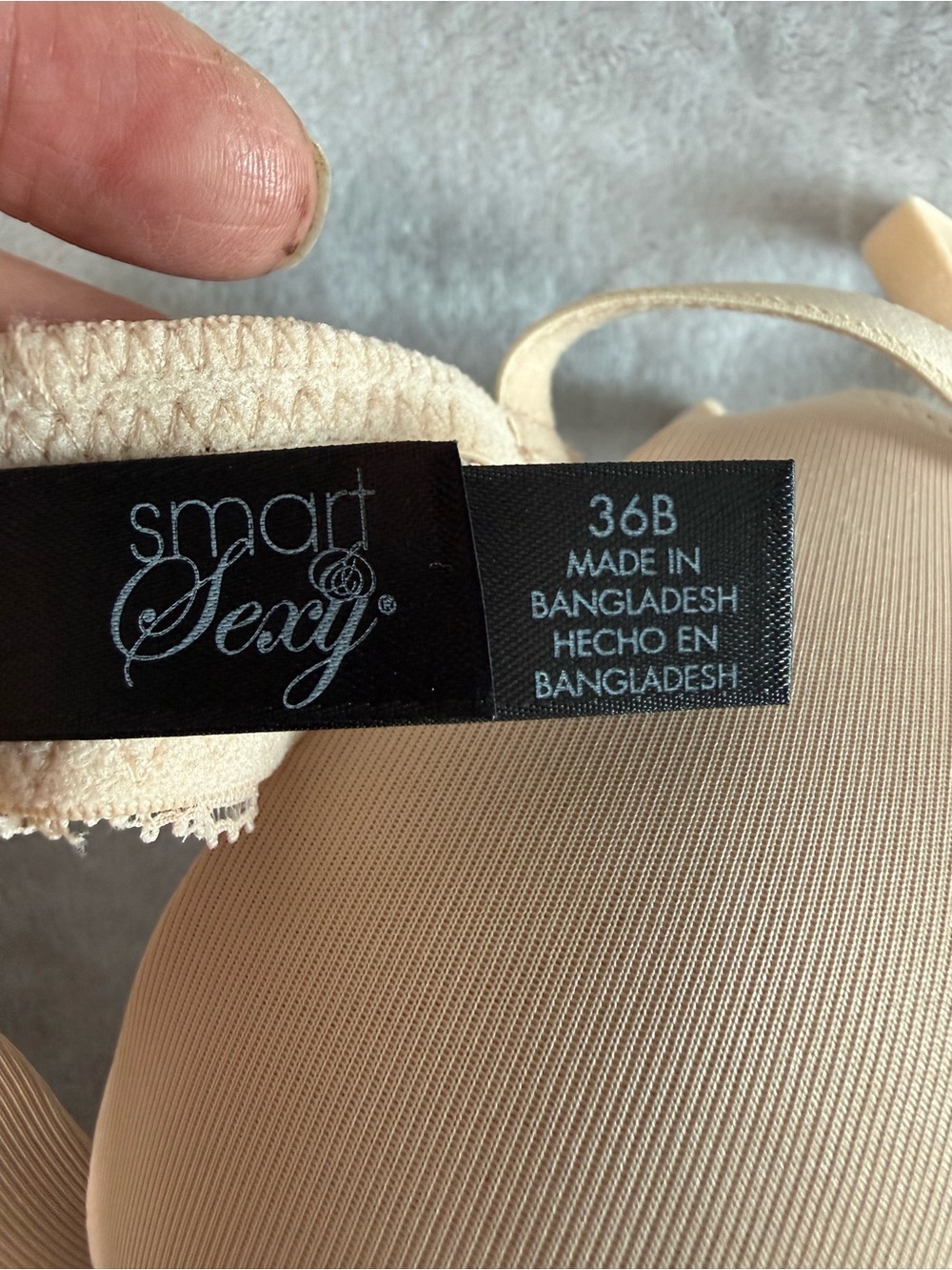 Smart and Sexy Women’s Lace Trim T-Shirt Bras - Nude and Black - Picture 4 of 5